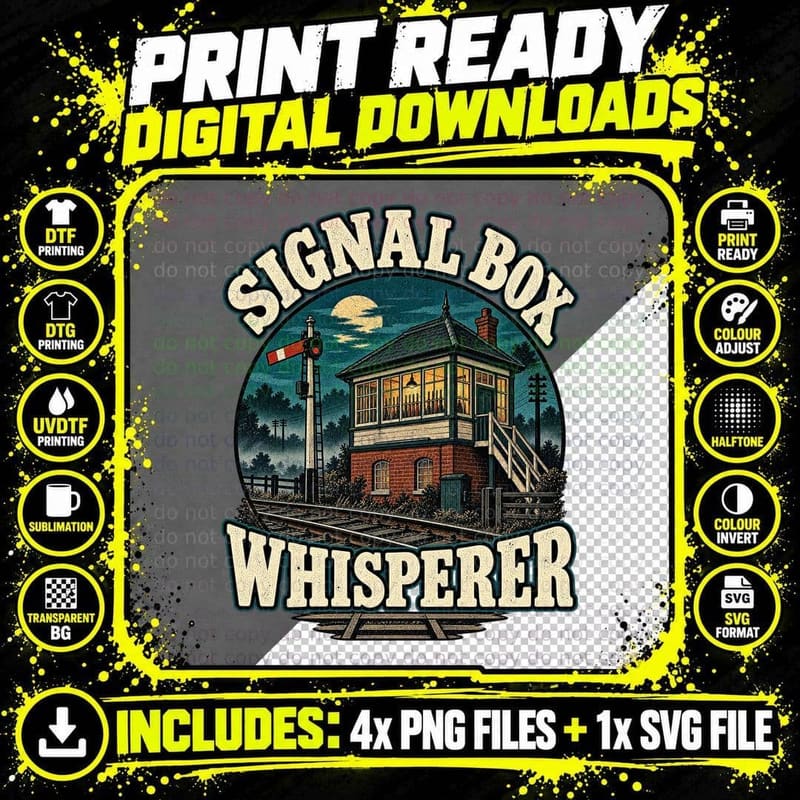 British Railway Signal Box Retro Vintage Trainspotter Png SVG Digital Bundle