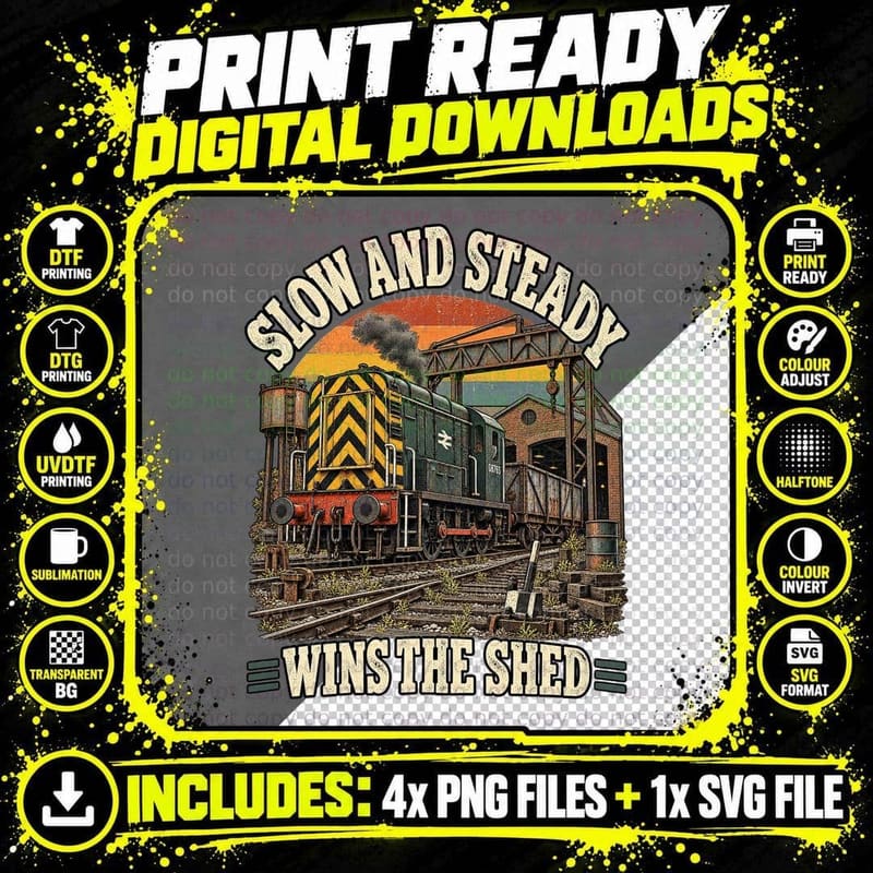 Class 08 Diesel Shunter Vintage British Rail Yard UK Png SVG Digital Bundle