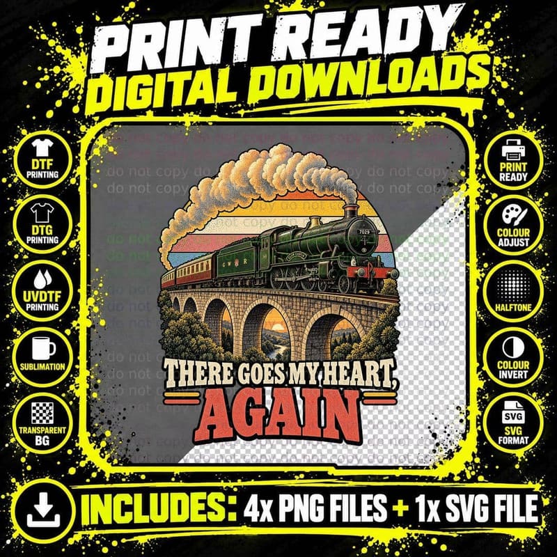 GWR Castle Class Vintage Steam Locomotive Railway Png SVG Digital Bundle