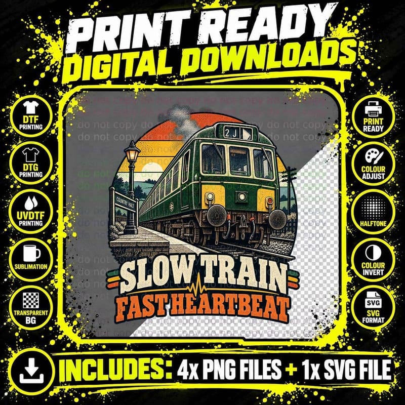 Heritage Diesel DMU Vintage British Rail Train Png SVG Digital Bundle