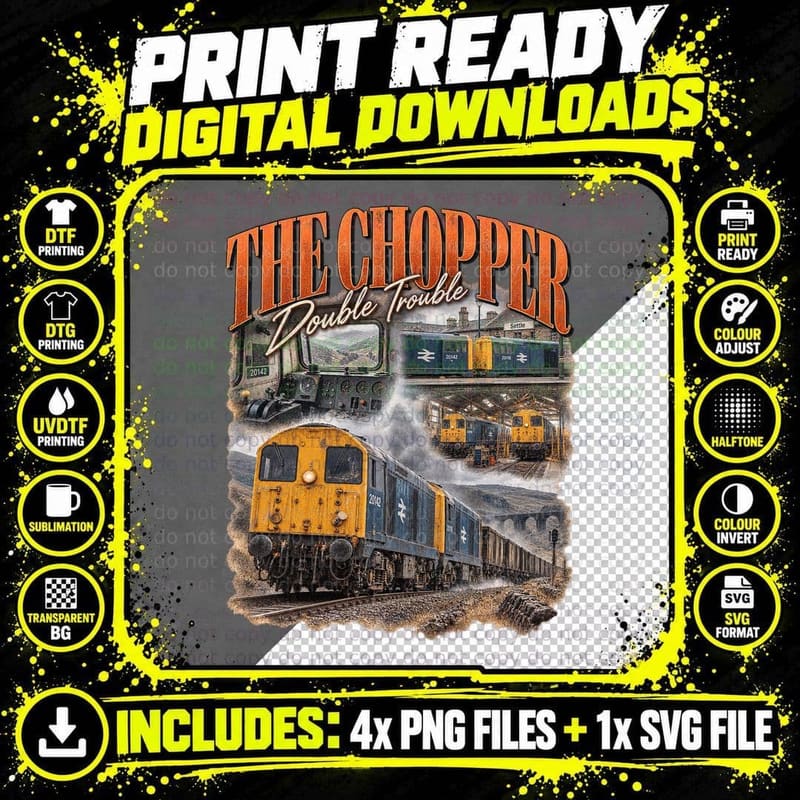 British Rail Class 20 Chopper Diesel Locomotive Vintage Png SVG Digital Bundle