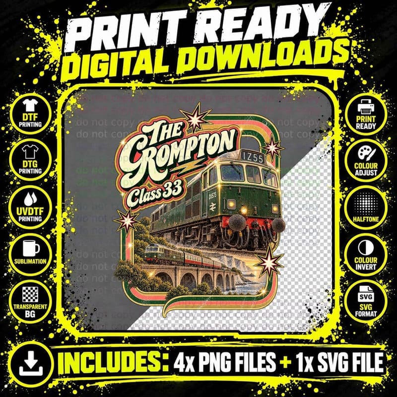 British Rail Class 33 The Crompton Vintage Southern Png SVG Digital Bundle