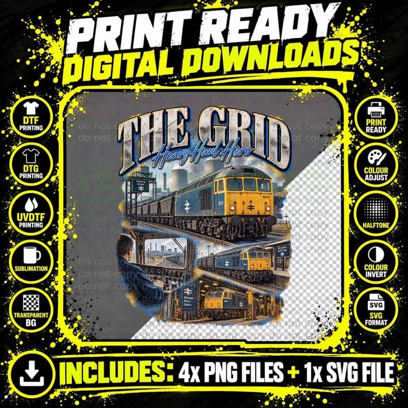 British Rail Class 56 The Grid Heavy Freight Vintage Png SVG Digital Bundle