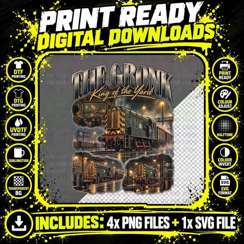 The Gronk King Of The Yard Class 08 Shunter Diesel Depot Retro Railway T-Shirt Png SVG Digital Bundle