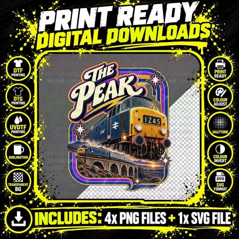 Class 45 The Peak Vintage British Rail Blue Diesel Png SVG Digital Bundle