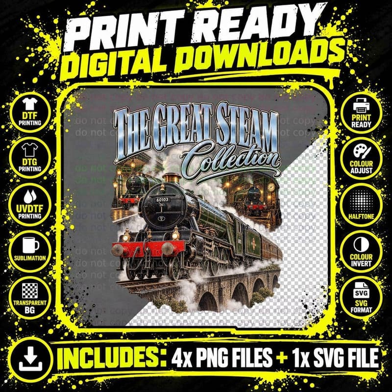 Little Welshman Narrow Gauge Steam Train Vintage Railway Png SVG Digital Bundle