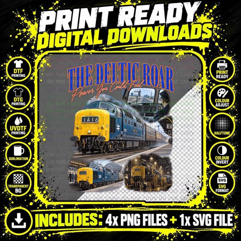 The Deltic Roar Power You Could Feel Class 55 BR Blue Diesel Railway T-Shirt Png SVG Digital Bundle
