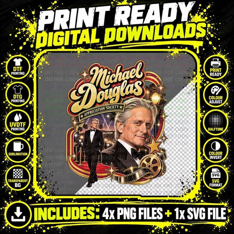 Michael Hollywood Actor Appreciation Society Red Carpet Tuxedo Retro T-Shirt Png SVG Digital Bundle
