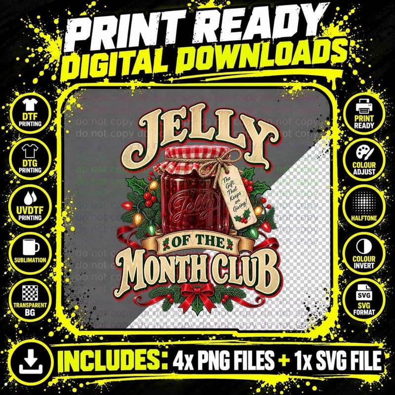 Christmas Vacation Vintage Jelly Of The Month Club Retro Png SVG Digital Bundle