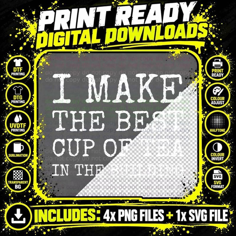 Funny Care Worker Carer Best Cup Of Tea In The Building Png SVG Digital Bundle