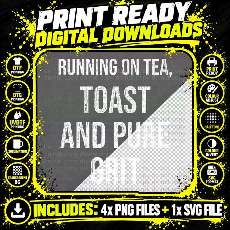 Running On Tea Toast And Pure Grit Funny Nurse Nursing Night Shift T-Shirt Png SVG Digital Bundle