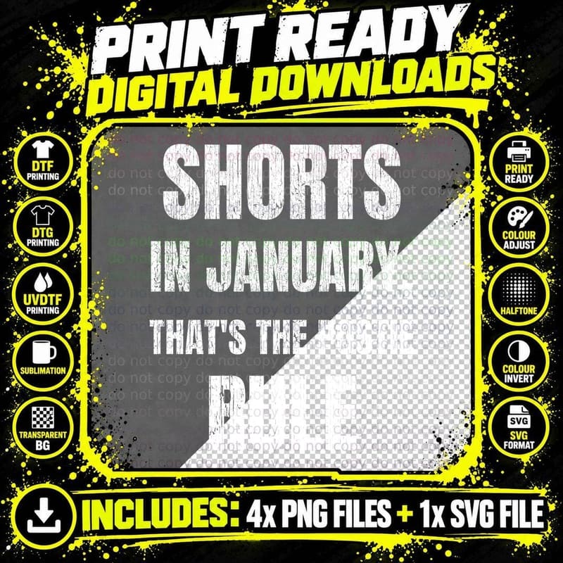 Shorts In January That's The Postie Rule Funny Postman Postwoman Slogan T-Shirt Png SVG Digital Bundle