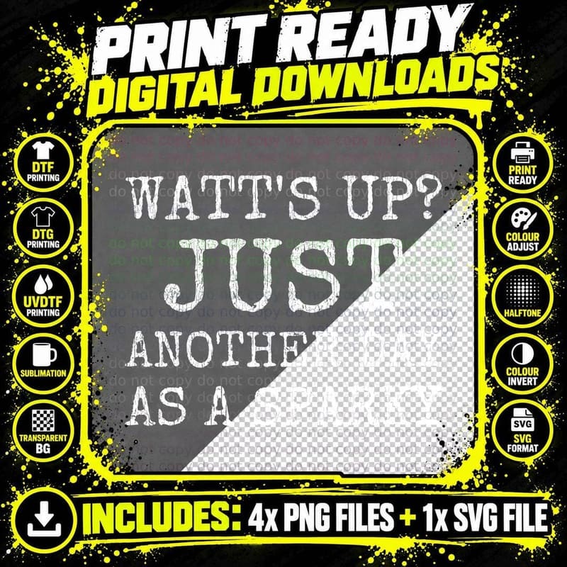 Watt's Up Just Another Day As A Sparky Funny Electrician Pun Slogan T-Shirt Png SVG Digital Bundle