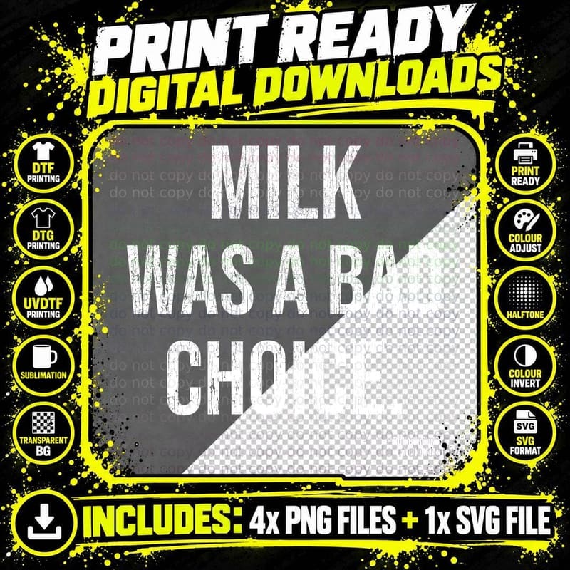 Milk Was A Bad Choice Ron Burgundy Funny 70s Newsreader Comedy Quote T-Shirt Png SVG Digital Bundle