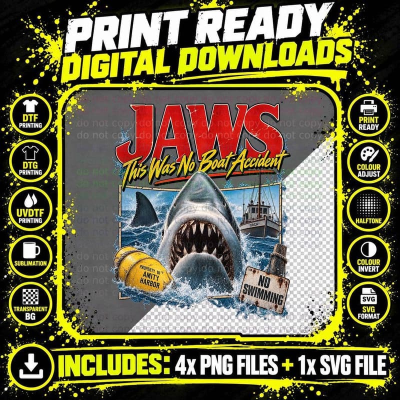 This Was No Boat Accident Amity Island Great White Shark 1975 Movie T-Shirt Png SVG Digital Bundle