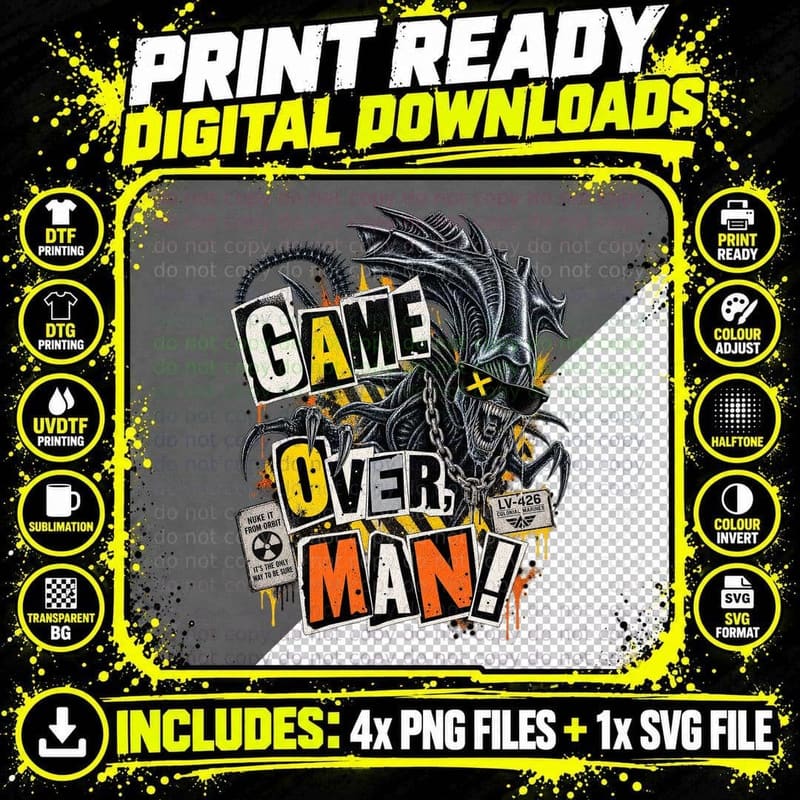 Aliens 1986 Alien Queen Punk Sci Fi Horror Movie Fan Png SVG Digital Bundle