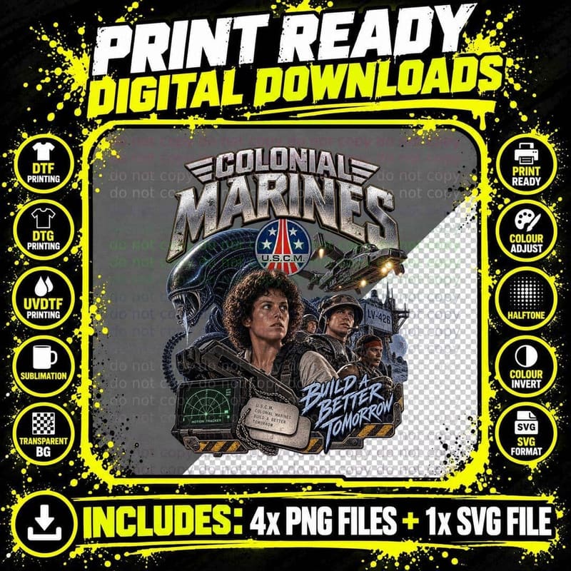 Ripley Colonial Marines Build A Better Tomorrow 1986 Sci Fi Horror T-Shirt Png SVG Digital Bundle
