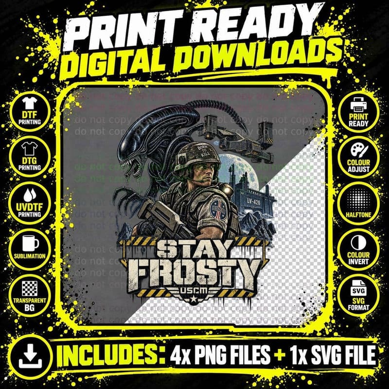 Aliens 1986 Vintage Retro Sci Fi Colonial Marines Cult Png SVG Digital Bundle
