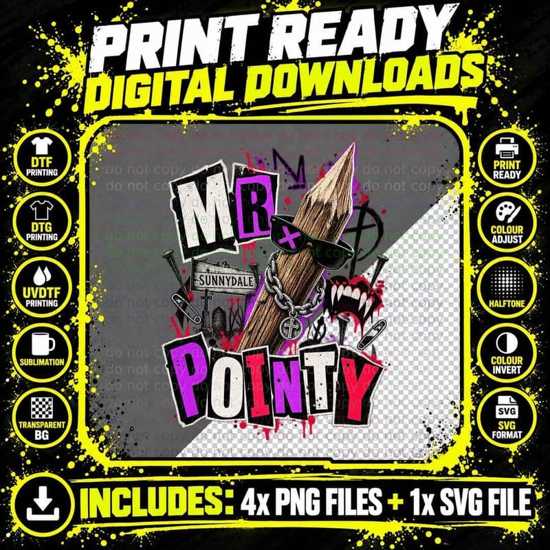 Buffy the Vampire Slayer Mr Pointy Punk Horror Cult Fan Png SVG Digital Bundle