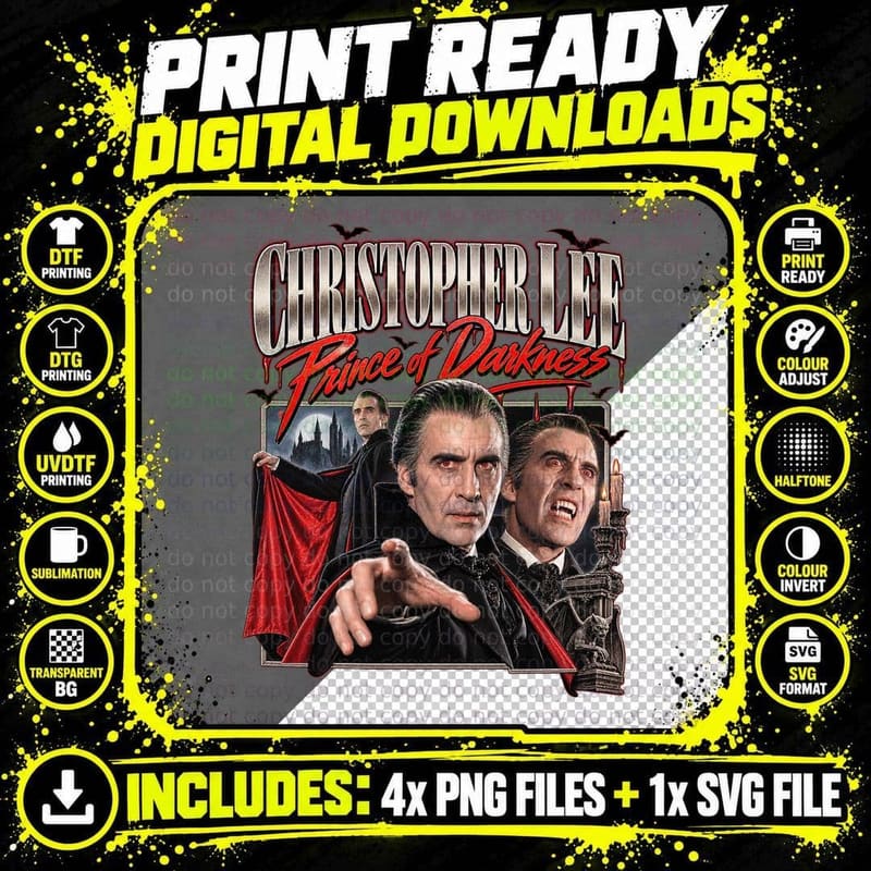 Christopher Lee Dracula Prince of Darkness Hammer Horror Png SVG Digital Bundle
