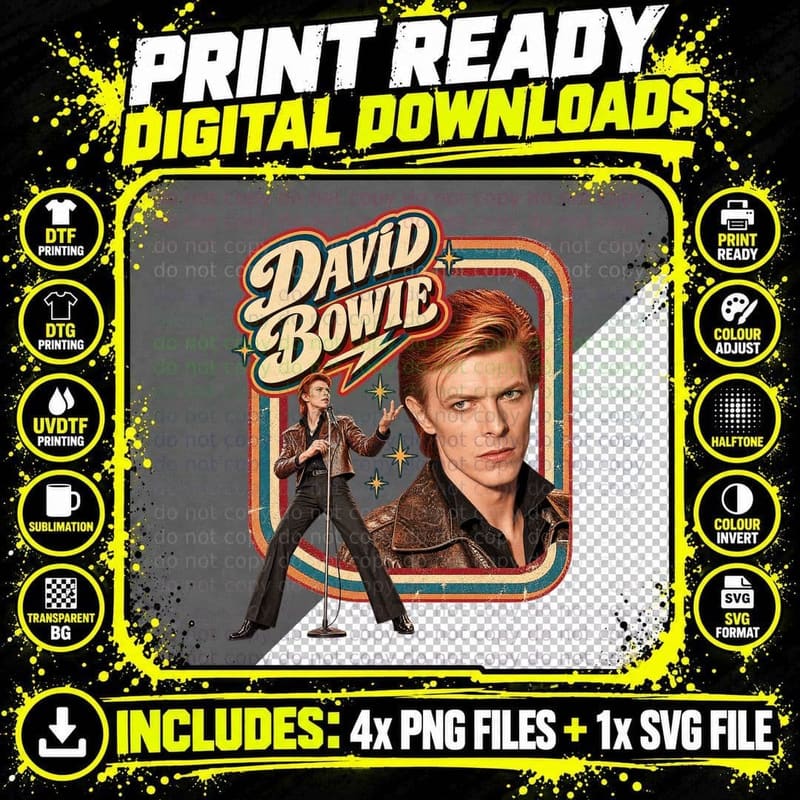 70s Glam Rock Singer David Berlin Era 1977 Leather Jacket Vintage T-Shirt Png SVG Digital Bundle