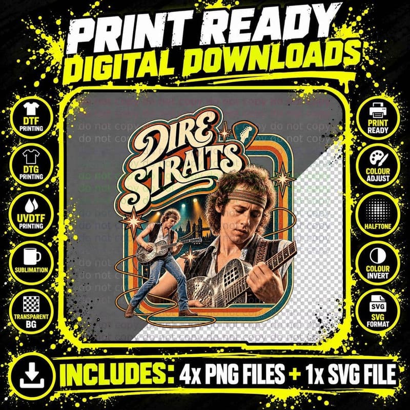 Mark Headband Guitarist 1978 Blues Rock Band Vintage Retro Concert Music T-Shirt Png SVG Digital Bundle
