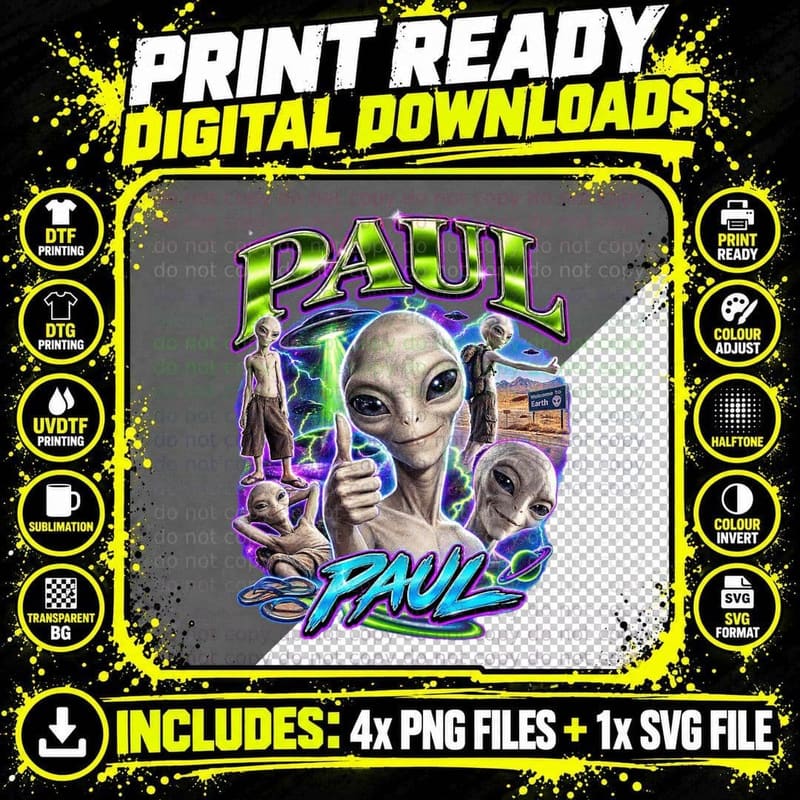 Paul Alien Movie Vintage Bootleg Sci Fi Comedy Road Trip Png SVG Digital Bundle