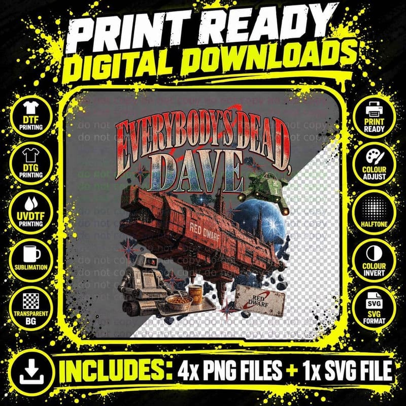 Red Dwarf Retro Sci Fi Vintage Bootleg Space Comedy Png SVG Digital Bundle