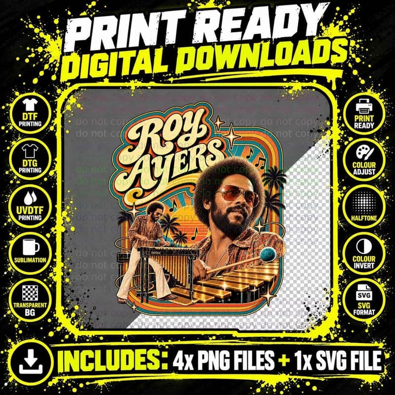 Roy Ayers 1976 Vintage Jazz Funk Soul Vibraphone Music Png SVG Digital Bundle
