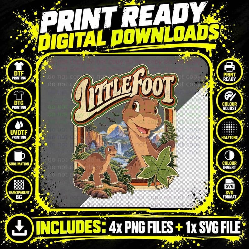 The Land Before Time Littlefoot 1988 Vintage Retro Png SVG Digital Bundle