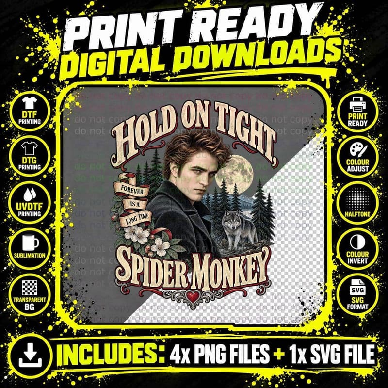 Twilight Edward Cullen Vintage Spider Monkey Vampire Png SVG Digital Bundle