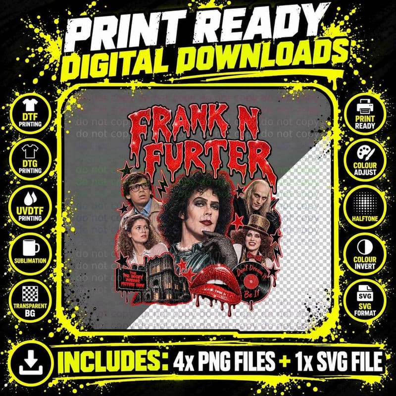 Vintage Bootleg Frank N Furter Cult Movie Fan T-Shirt Png SVG Digital Bundle