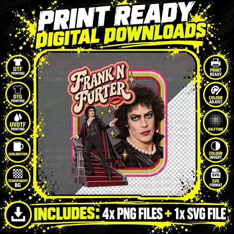 Vintage Frank N Furter Retro Cult Movie T-Shirt Png SVG Digital Bundle