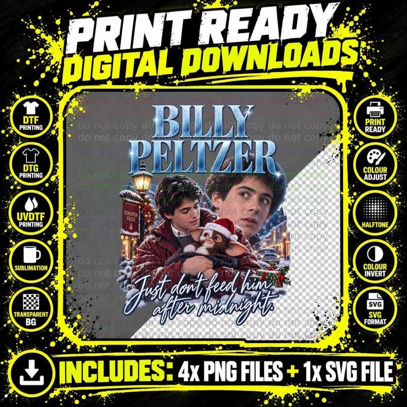 Gremlins Vintage Billy Peltzer Gizmo Christmas Movie Png SVG Digital Bundle
