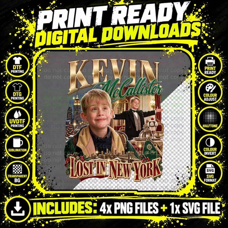 Home Alone 2 Retro Bootleg Kevin McCallister Lost in New Png SVG Digital Bundle
