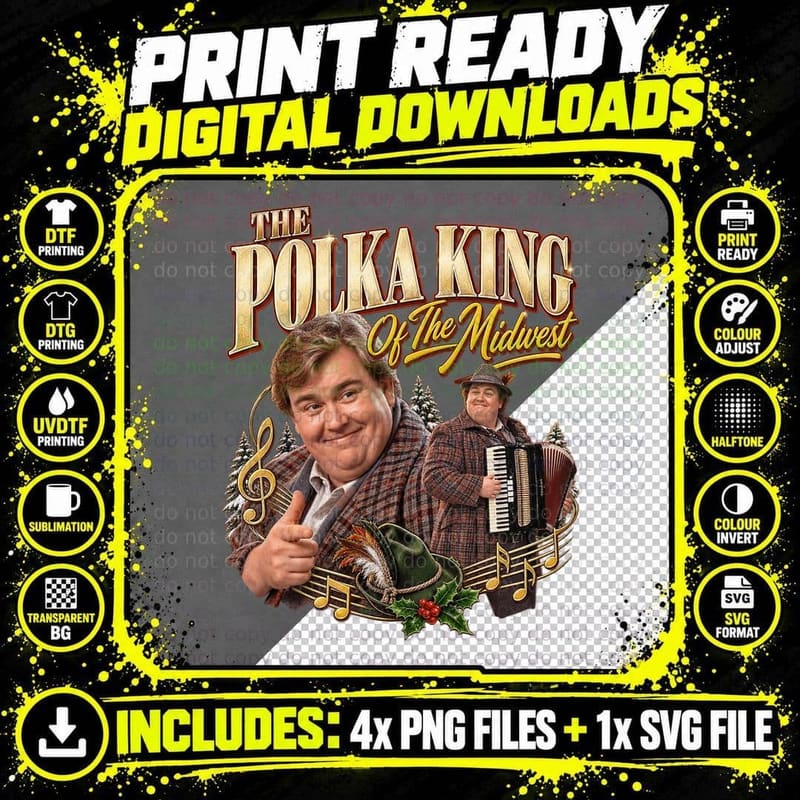 Home Alone Retro Bootleg Gus Polinski John Candy Polka Png SVG Digital Bundle