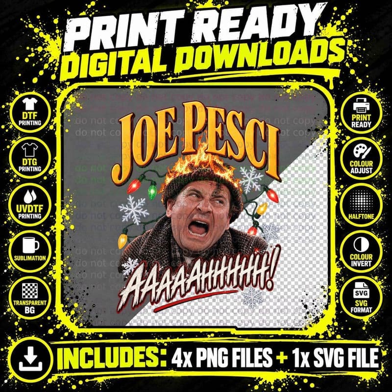 Home Alone Vintage Joe Pesci Harry Christmas Movie Funny Png SVG Digital Bundle