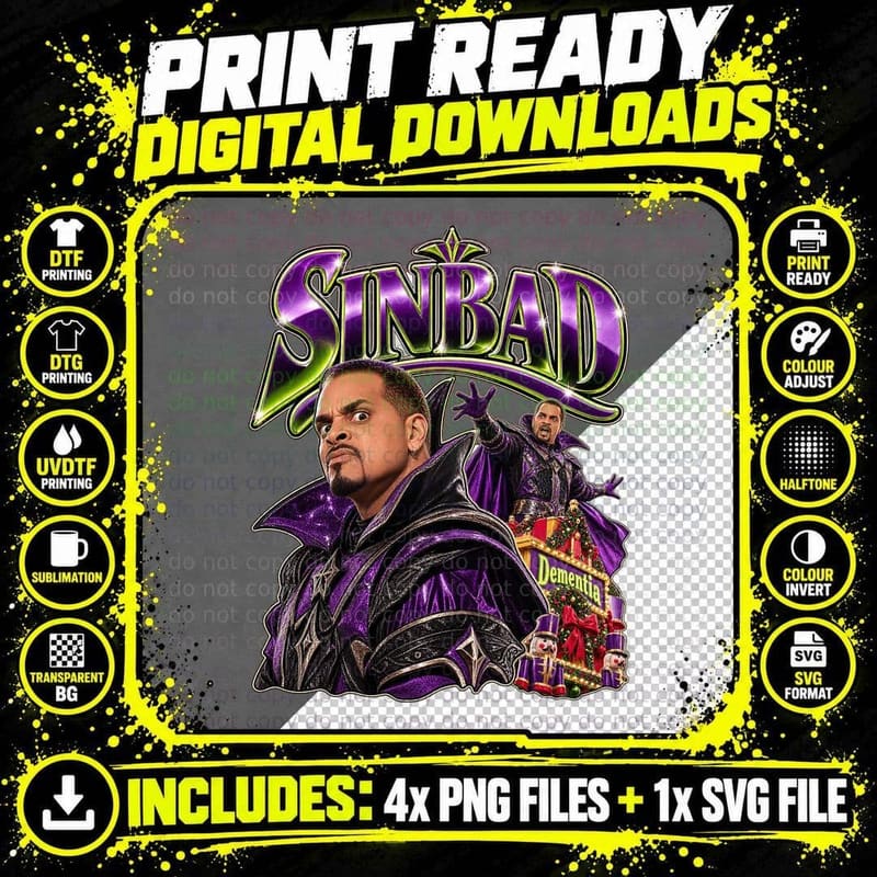 Jingle All the Way Vintage Sinbad Myron Larabee Png SVG Digital Bundle