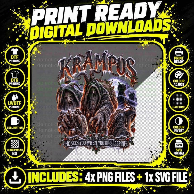 Krampus 2015 Christmas Horror Movie Gothic Retro Vintage Png SVG Digital Bundle