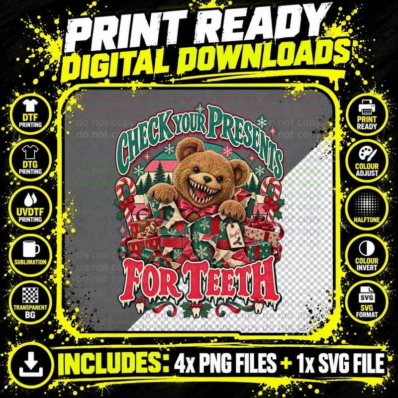 Krampus Retro Teddy Bear Christmas Horror Movie T-Shirt Png SVG Digital Bundle