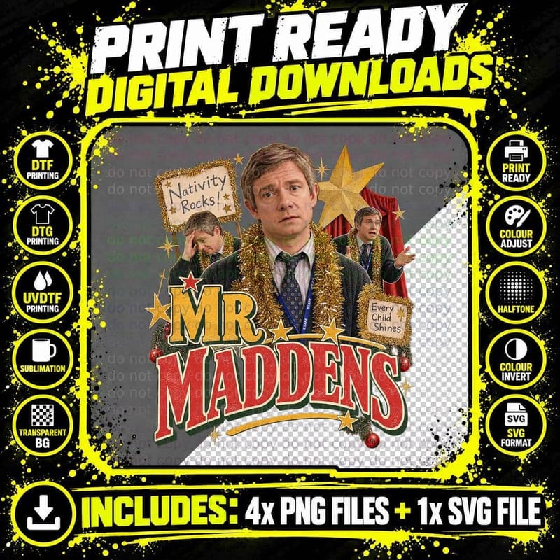Nativity! 2009 Vintage Mr Maddens Martin Freeman Png SVG Digital Bundle