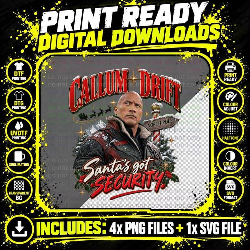 Red One Vintage Callum Drift Dwayne Johnson Christmas Png SVG Digital Bundle
