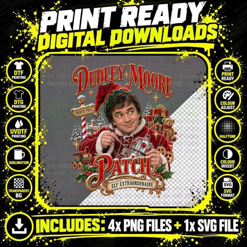 Dudley Patch Elf Extraordinaire Christmas 80s Fantasy Movie Toymaker T-Shirt Png SVG Digital Bundle