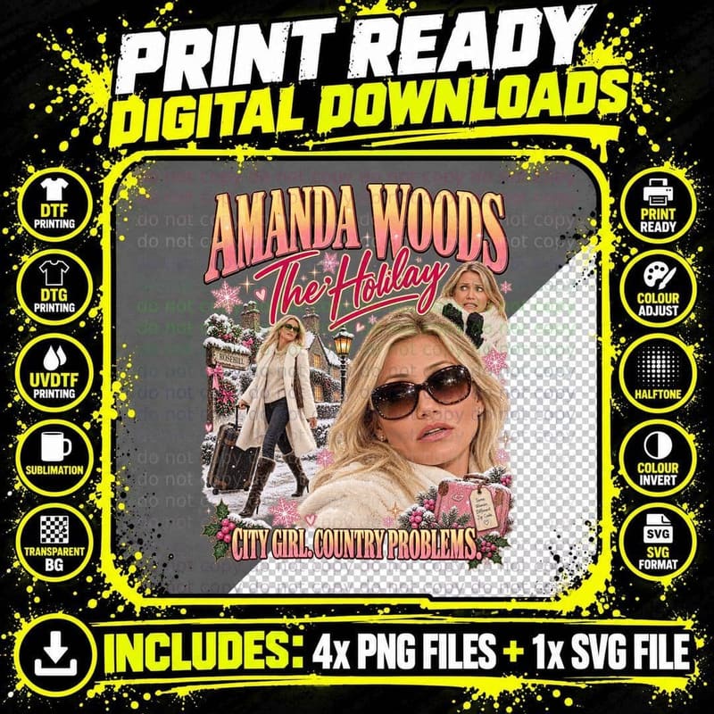 The Holiday Vintage Amanda Woods Cameron Diaz Christmas Png SVG Digital Bundle