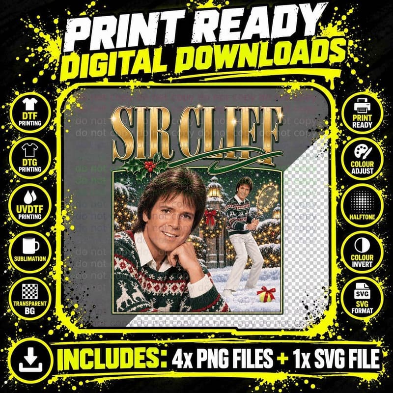 Cliff Richard Sir Cliff Christmas Vintage British Pop Png SVG Digital Bundle