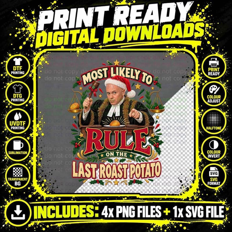 Judge Rinder Christmas Roast Potato Courtroom Vintage Png SVG Digital Bundle