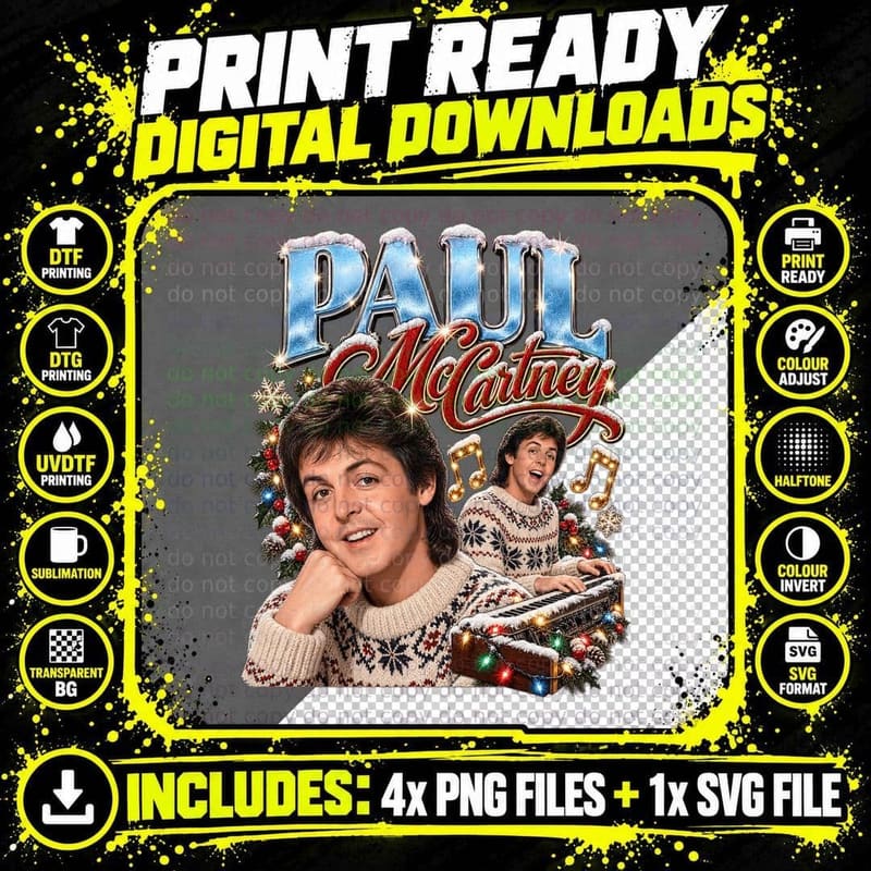 Paul McCartney Christmas 1979 Wonderful Christmastime Png SVG Digital Bundle
