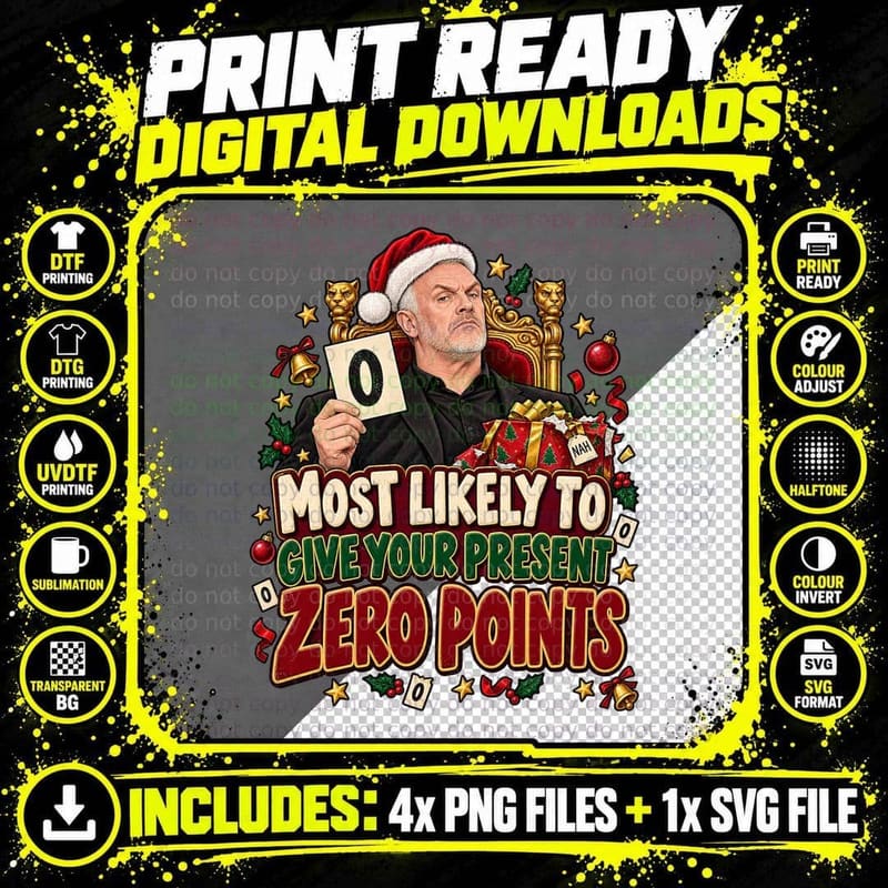 Most Likely To Give Your Present Zero Points Greg Comedy Christmas T-Shirt Png SVG Digital Bundle