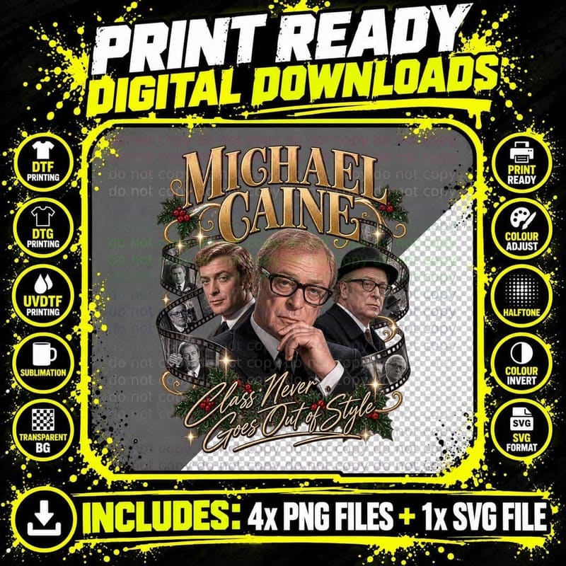 Christmas Carol Vintage Michael Caine Scrooge Movie Png SVG Digital Bundle