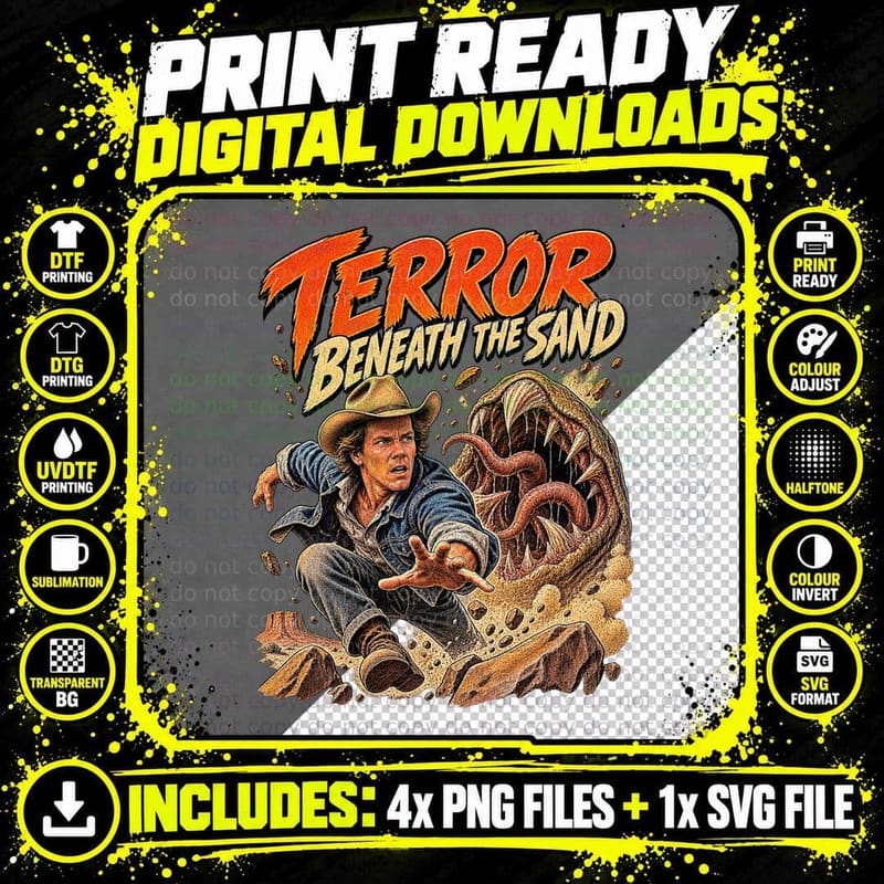 Tremors 1990 Vintage Horror Comic T-Shirt Png SVG Digital Bundle